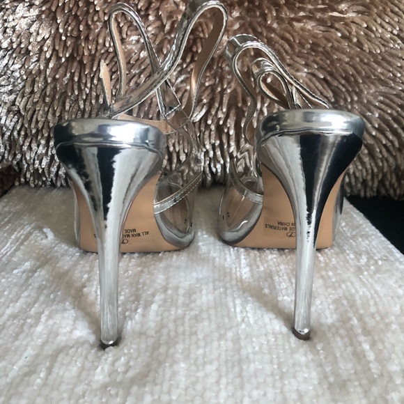 COPY - Liliana ankle strap metallic sling back heel / clear pointy toe pumps - Picture 5 of 10